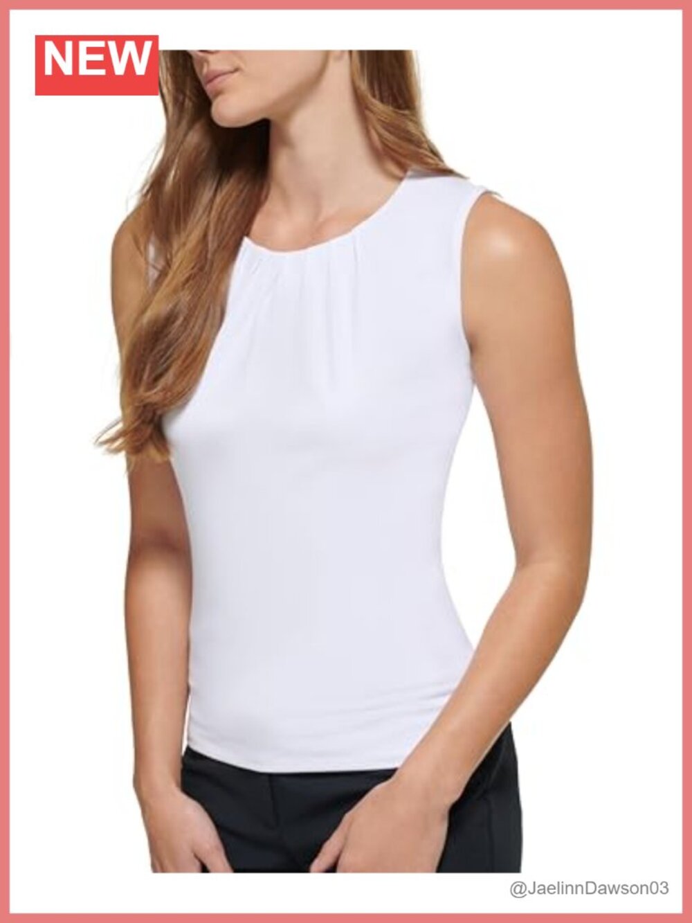 Sleeveless Pleat Neck Blouse Relaxed Fit High Neck Suiting Top